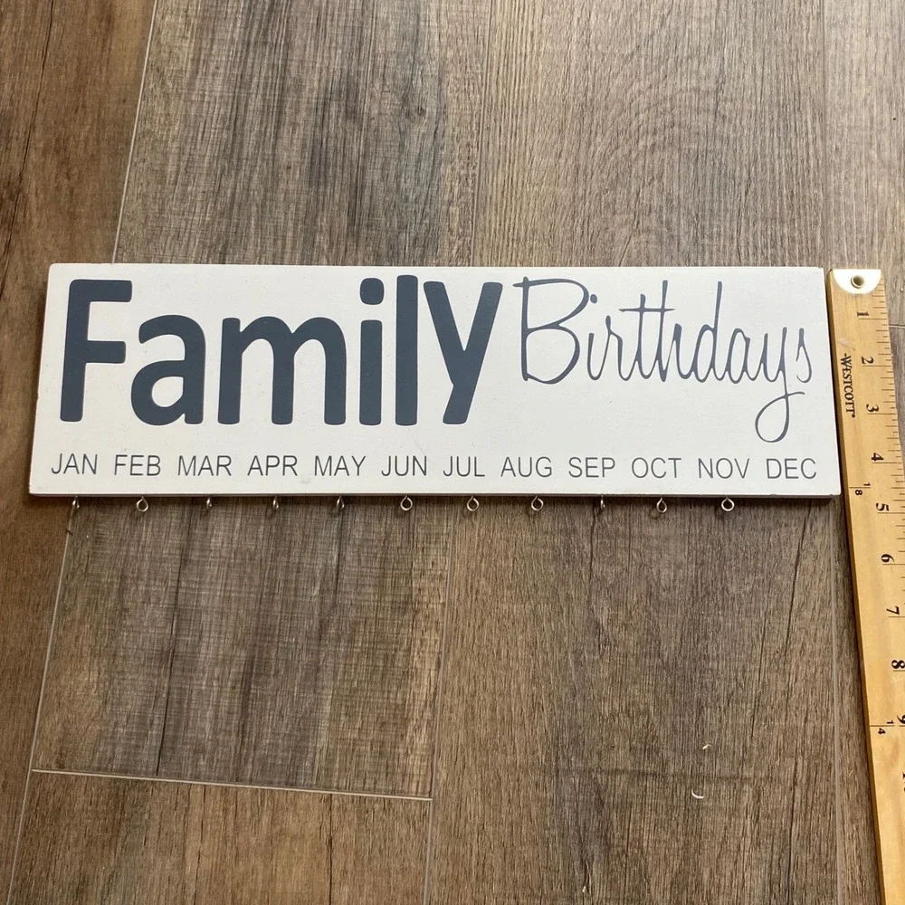 Karma and Style Family Birthdays Wooden Wall Plaque White Grey 16 Inch‎ Sign